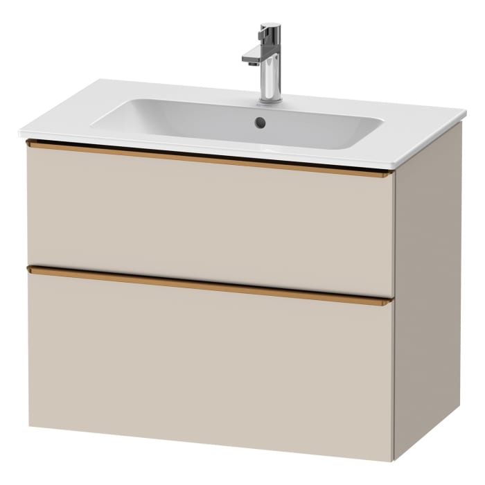 Duravit D-Neo Waschtischunterbau für Becken mittig 81 x 62,5 cm, 2 Auszüge, Griff bronze gebürstet