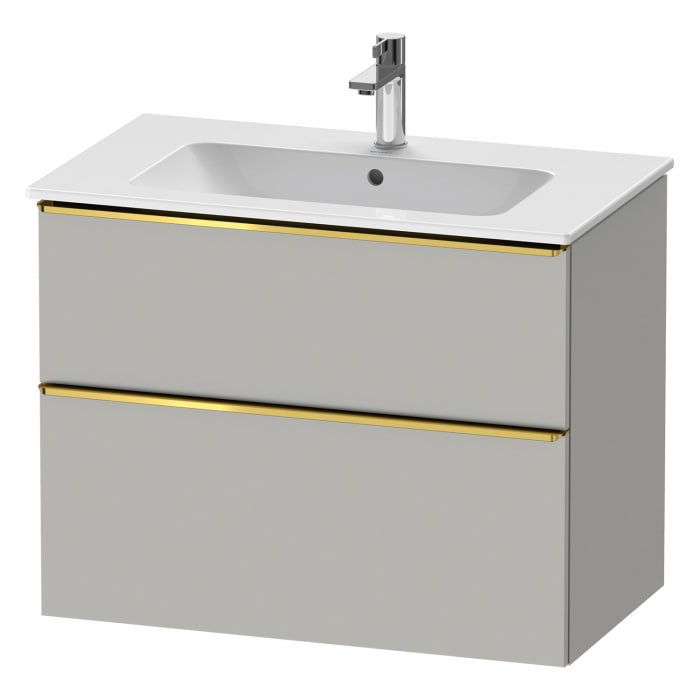 Duravit D-Neo Waschtischunterbau für Becken mittig 81 x 62,5 cm, 2 Auszüge, Griff gold poliert
