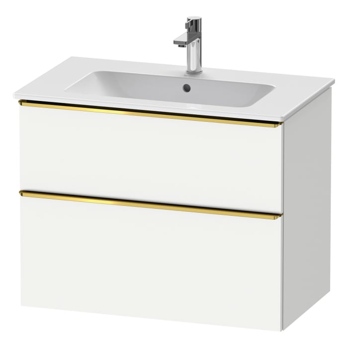 Duravit D-Neo Waschtischunterbau für Becken mittig 81 x 62,5 cm, 2 Auszüge, Griff gold poliert