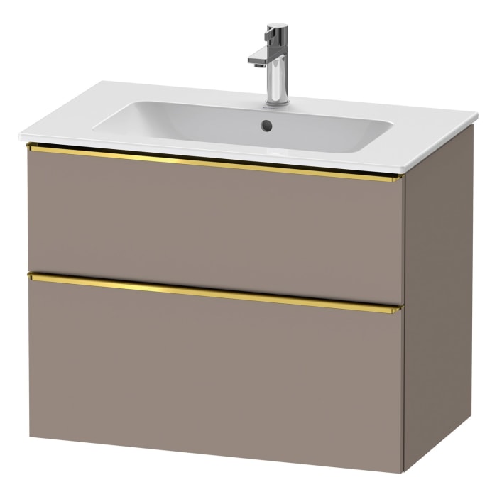 Duravit D-Neo Waschtischunterbau für Becken mittig 81 x 62,5 cm, 2 Auszüge, Griff gold poliert