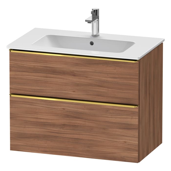 Duravit D-Neo Waschtischunterbau für Becken mittig 81 x 62,5 cm, 2 Auszüge, Griff gold poliert