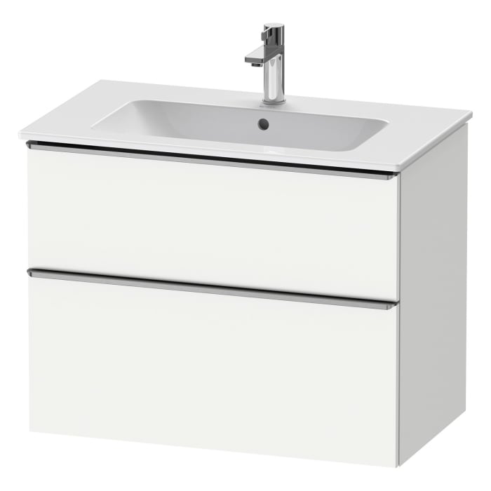 Duravit D-Neo Waschtischunterbau für Becken mittig 81 x 62,5 cm, 2 Auszüge, Griff edelstahl gebürstet