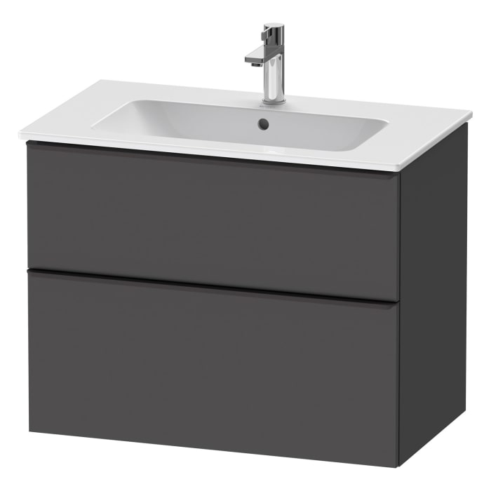 Duravit D-Neo Waschtischunterbau für Becken mittig 81 x 62,5 cm, 2 Auszüge, Griff diamantschwarz
