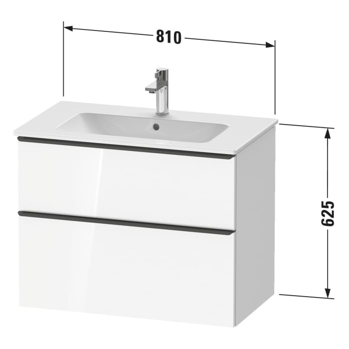 Duravit D-Neo Waschtischunterbau für Becken mittig 81 x 62,5 cm, 2 Auszüge, Griff bronze gebürstet