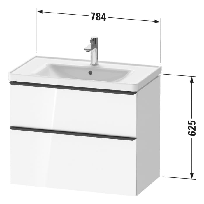Duravit D-Neo Waschtischunterbau für Becken mittig 78,4 x 62,5 cm, 2 Auszüge, Griff bronze gebürstet