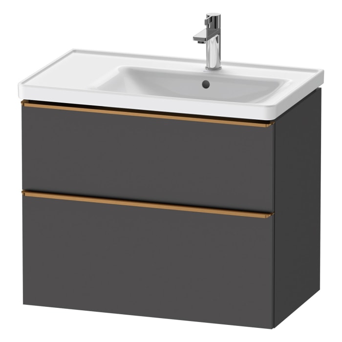 Duravit D-Neo Waschtischunterbau für Becken rechts 78,4 x 62,5 cm, 2 Auszüge, Griff bronze gebürstet