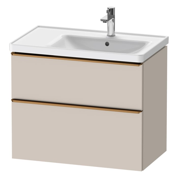 Duravit D-Neo Waschtischunterbau für Becken rechts 78,4 x 62,5 cm, 2 Auszüge, Griff bronze gebürstet