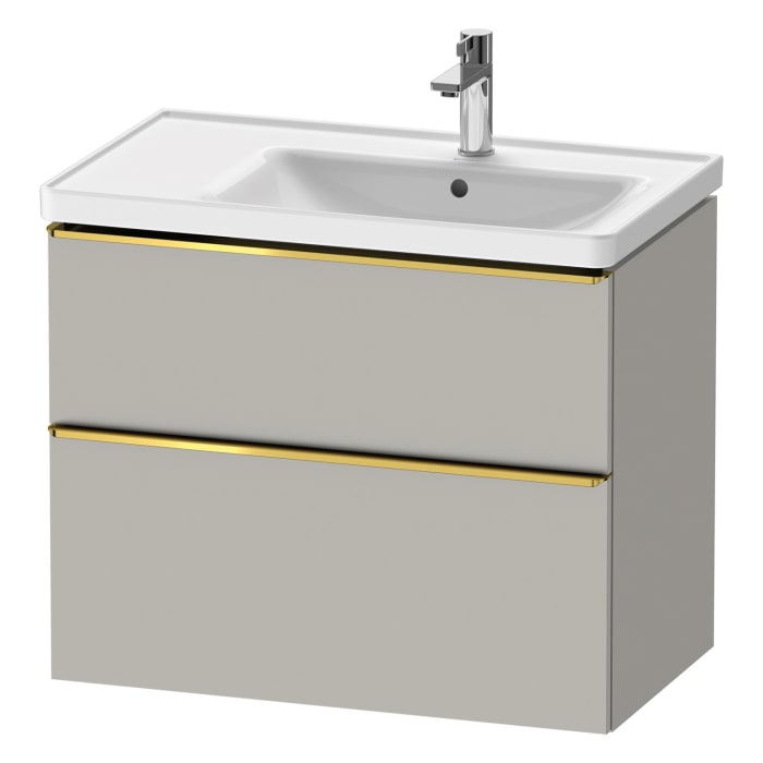 Duravit D-Neo Waschtischunterbau für Becken rechts 78,4 x 62,5 cm, 2 Auszüge, Griff gold poliert