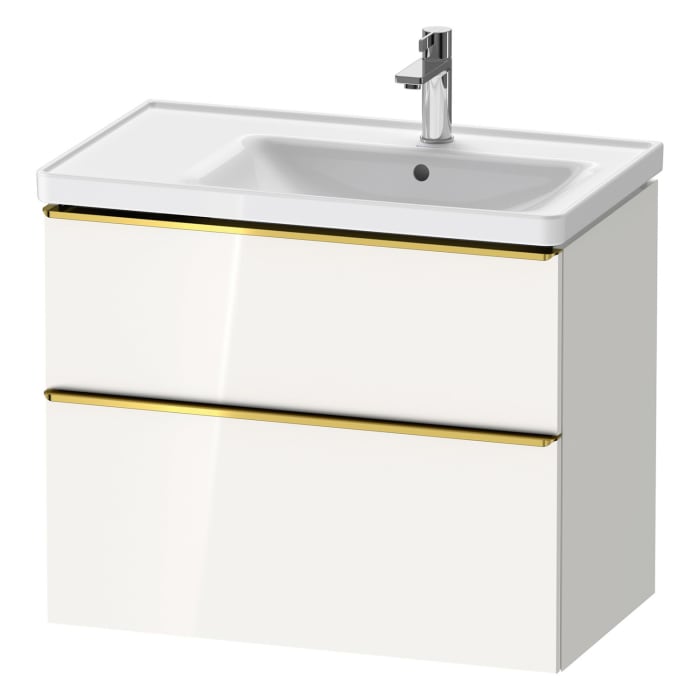 Duravit D-Neo Waschtischunterbau für Becken rechts 78,4 x 62,5 cm, 2 Auszüge, Griff gold poliert
