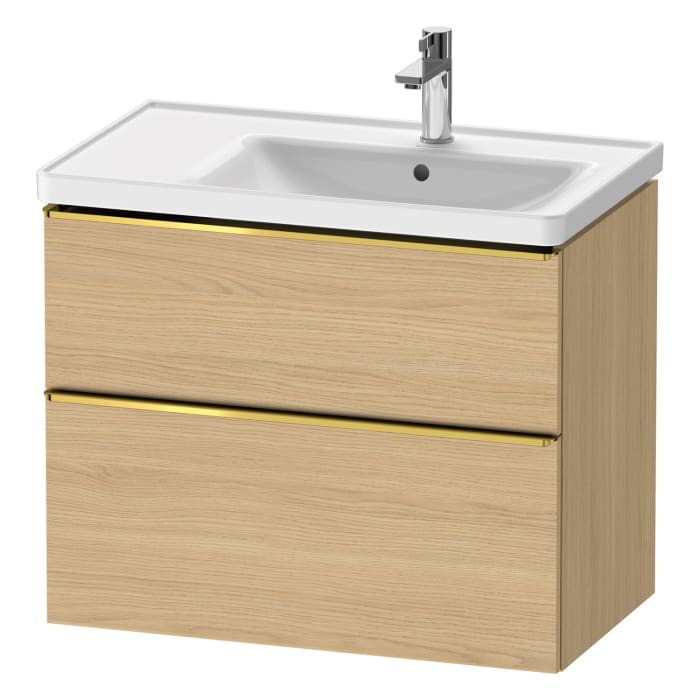 Duravit D-Neo Waschtischunterbau für Becken rechts 78,4 x 62,5 cm, 2 Auszüge, Griff gold poliert