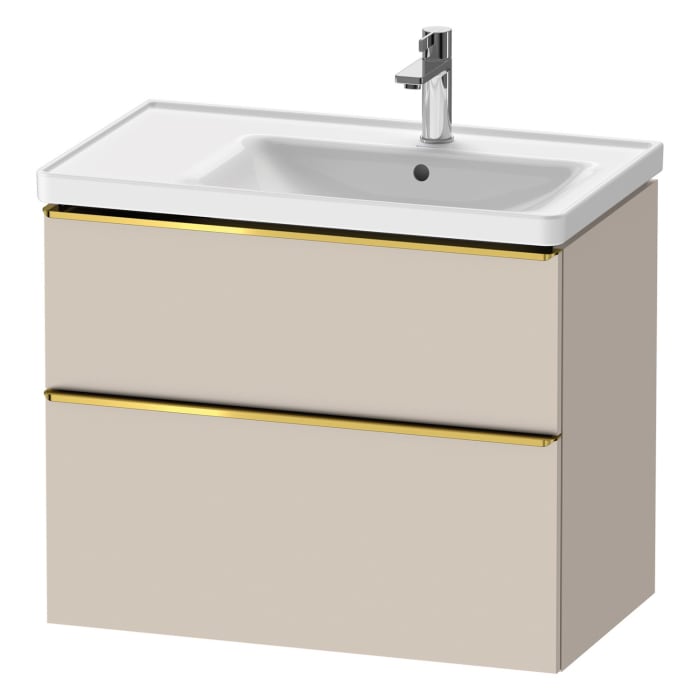 Duravit D-Neo Waschtischunterbau für Becken rechts 78,4 x 62,5 cm, 2 Auszüge, Griff gold poliert