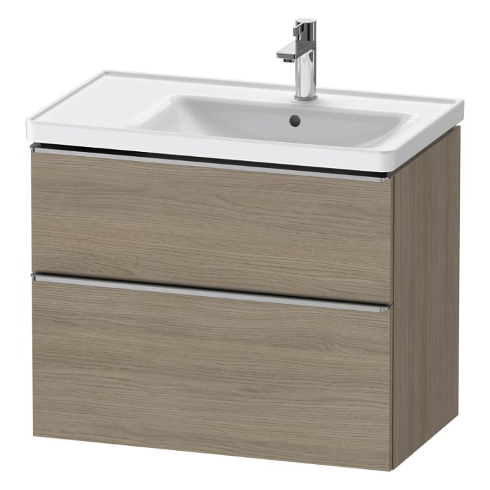 Duravit D-Neo Waschtischunterbau für Becken rechts 78,4 x 62,5 cm, 2 Auszüge, Griff edelstahl gebürstet