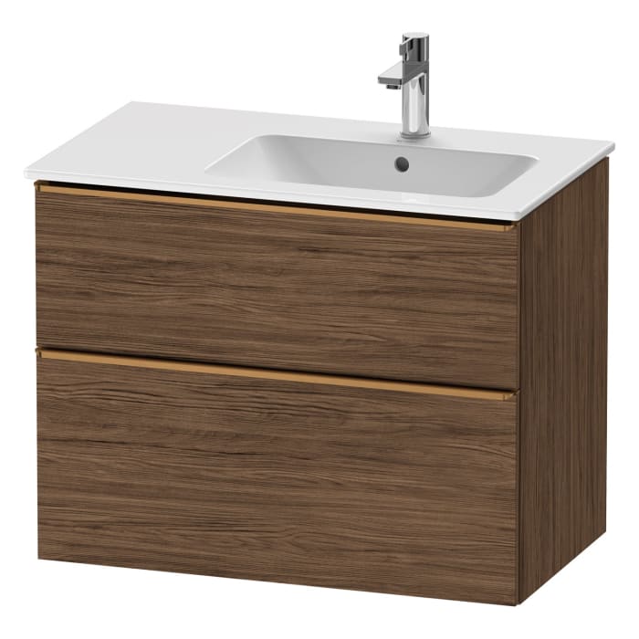 Duravit D-Neo Waschtischunterbau für Becken rechts 81 x 62,5 cm, 2 Auszüge, Griff bronze gebürstet