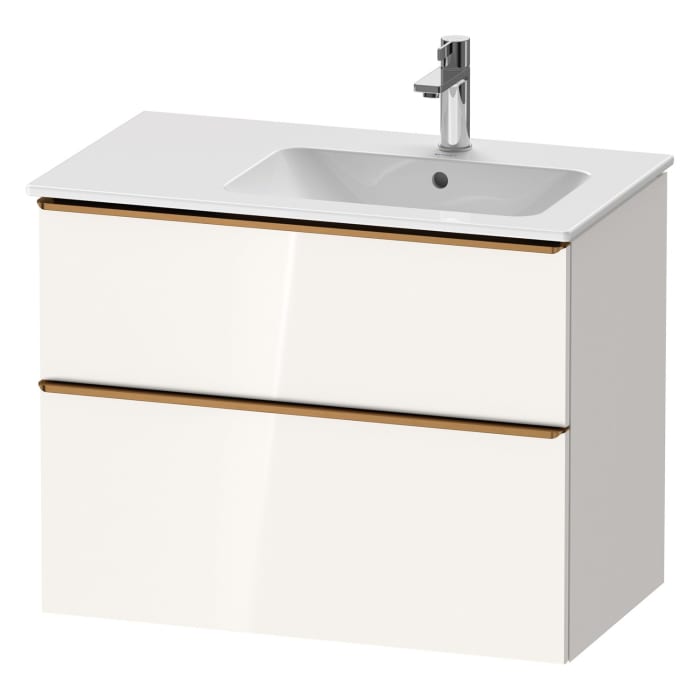 Duravit D-Neo Waschtischunterbau für Becken rechts 81 x 62,5 cm, 2 Auszüge, Griff bronze gebürstet