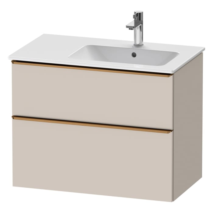 Duravit D-Neo Waschtischunterbau für Becken rechts 81 x 62,5 cm, 2 Auszüge, Griff bronze gebürstet