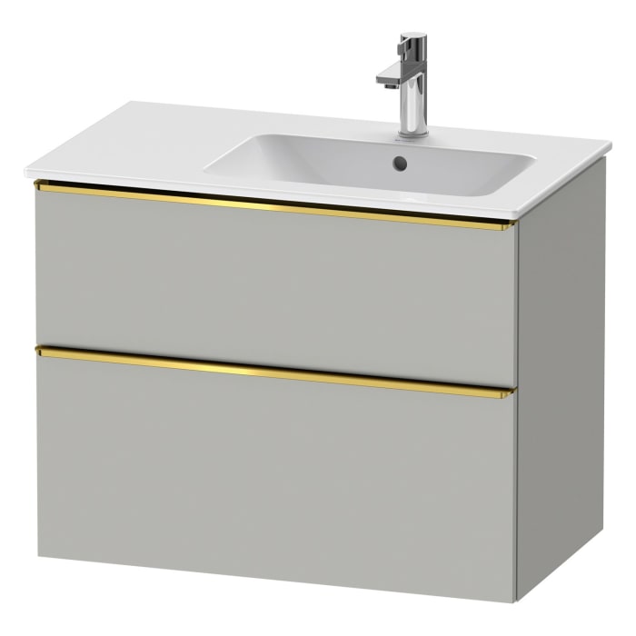 Duravit D-Neo Waschtischunterbau für Becken rechts 81 x 62,5 cm, 2 Auszüge, Griff gold poliert