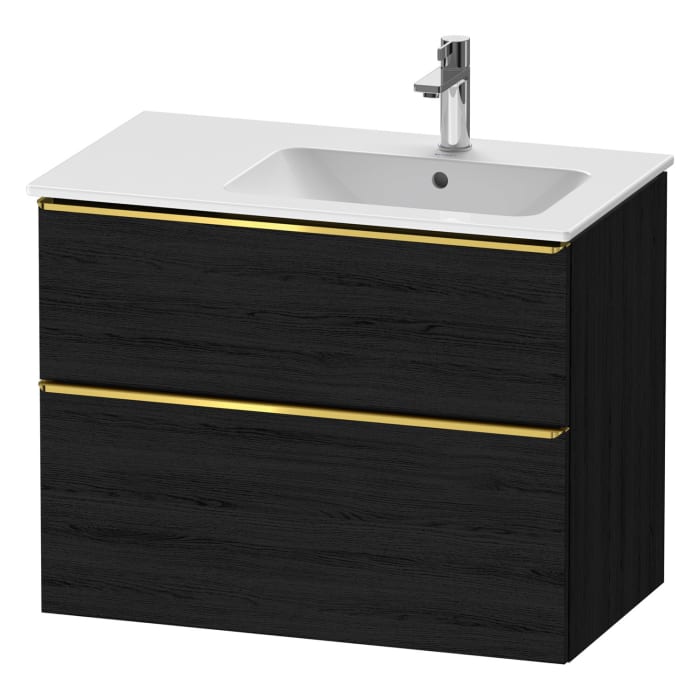 Duravit D-Neo Waschtischunterbau für Becken rechts 81 x 62,5 cm, 2 Auszüge, Griff gold poliert