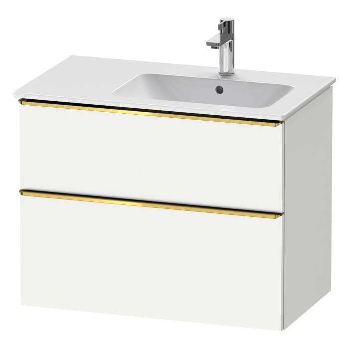 Duravit D-Neo Waschtischunterbau für Becken rechts 81 x 62,5 cm, 2 Auszüge, Griff gold poliert
