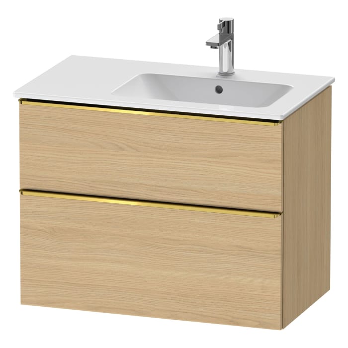 Duravit D-Neo Waschtischunterbau für Becken rechts 81 x 62,5 cm, 2 Auszüge, Griff gold poliert