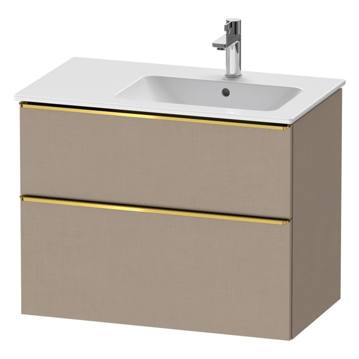 Duravit D-Neo Waschtischunterbau für Becken rechts 81 x 62,5 cm, 2 Auszüge, Griff gold poliert