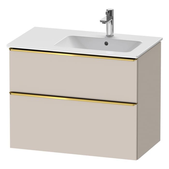Duravit D-Neo Waschtischunterbau für Becken rechts 81 x 62,5 cm, 2 Auszüge, Griff gold poliert