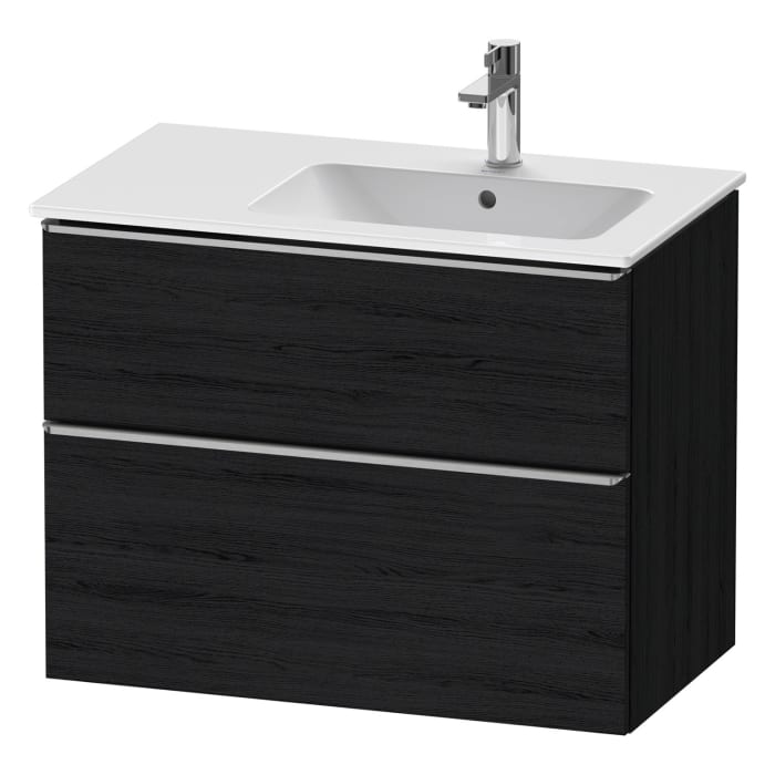 Duravit D-Neo Waschtischunterbau für Becken rechts 81 x 62,5 cm, 2 Auszüge, Griff edelstahl gebürstet