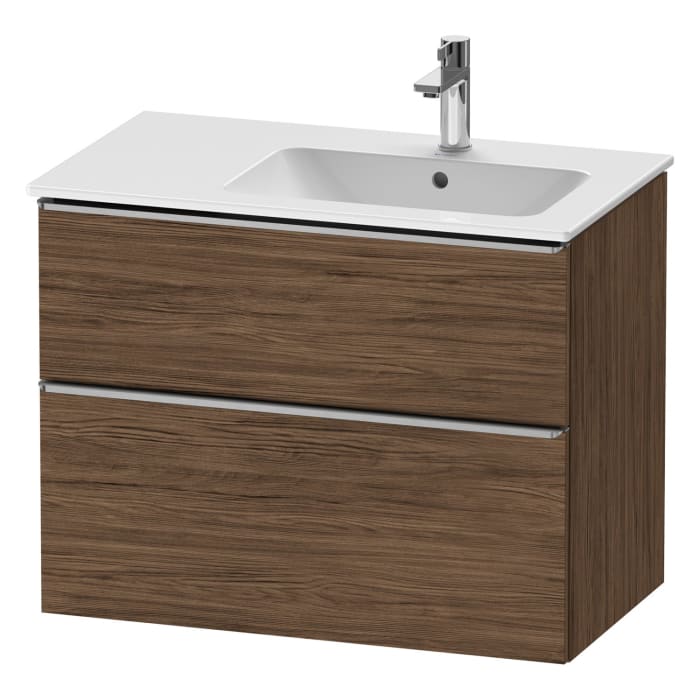 Duravit D-Neo Waschtischunterbau für Becken rechts 81 x 62,5 cm, 2 Auszüge, Griff edelstahl gebürstet
