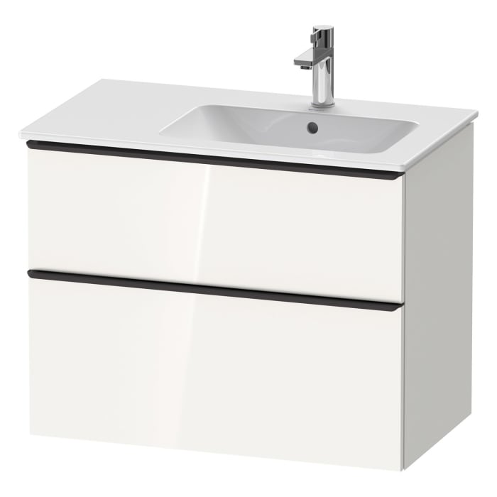 Duravit D-Neo Waschtischunterbau für Becken rechts 81 x 62,5 cm, 2 Auszüge, Griff diamantschwarz