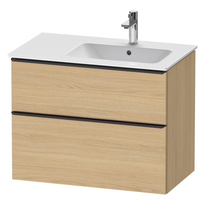 Duravit D-Neo Waschtischunterbau für Becken rechts 81 x 62,5 cm, 2 Auszüge, Griff diamantschwarz