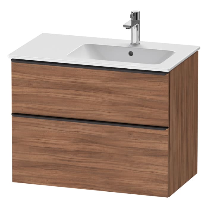Duravit D-Neo Waschtischunterbau für Becken rechts 81 x 62,5 cm, 2 Auszüge, Griff diamantschwarz