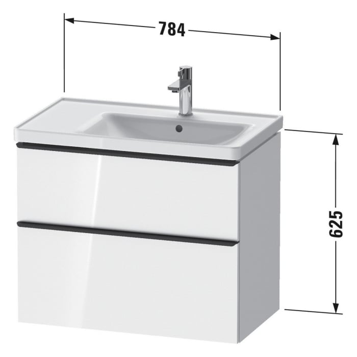 Duravit D-Neo Waschtischunterbau für Becken rechts 78,4 x 62,5 cm, 2 Auszüge, Griff chrom