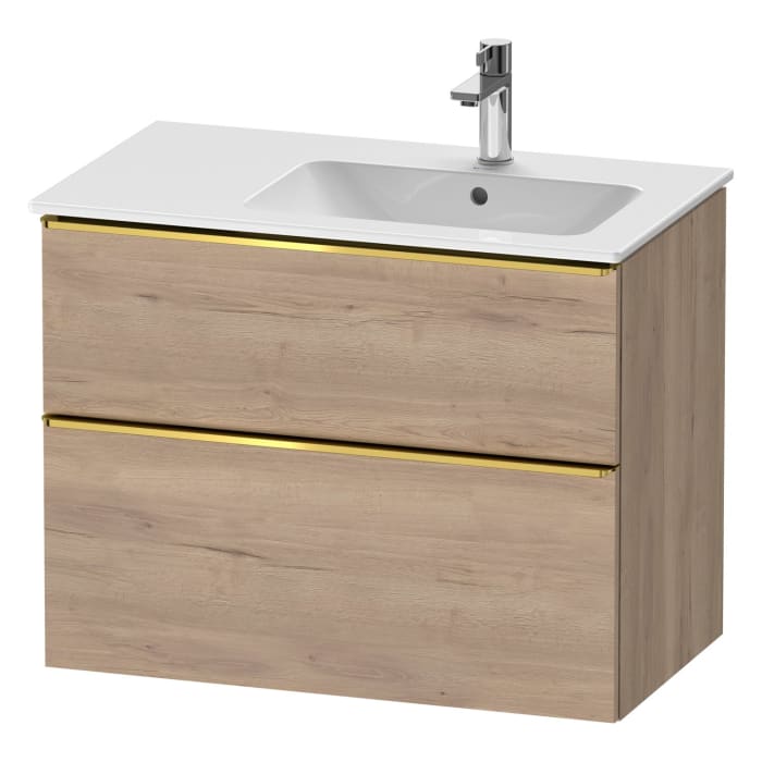 Duravit D-Neo Waschtischunterbau für Becken rechts 81 x 62,5 cm, 2 Auszüge, Griff gold poliert
