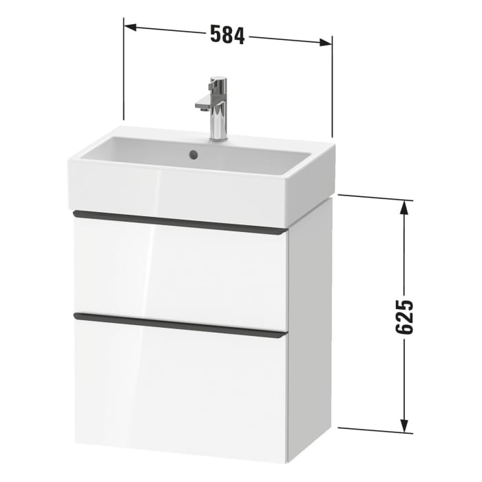 Duravit D-Neo Waschtischunterbau Compact 58,4 x 62,5 cm, 2 Auszüge, Griff chrom