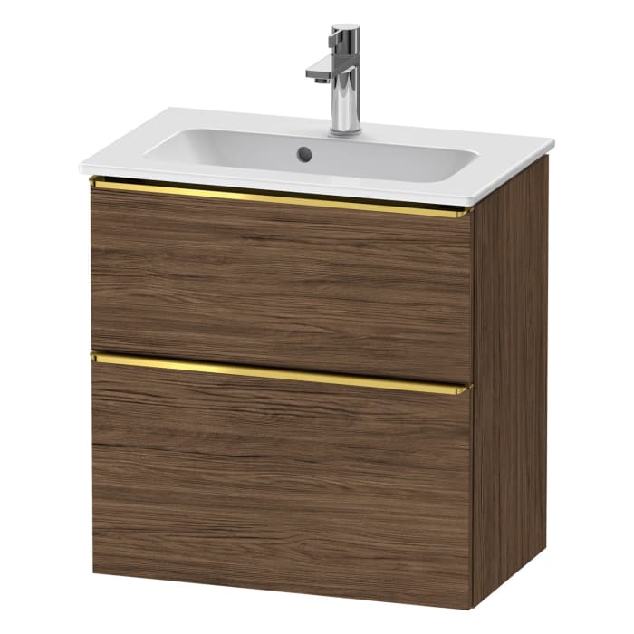 Duravit D-Neo Waschtischunterbau Compact 61 x 62,5 cm, 2 Auszüge, Griff gold poliert