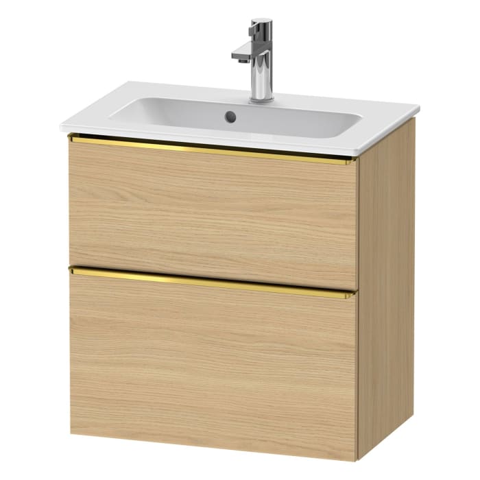Duravit D-Neo Waschtischunterbau Compact 61 x 62,5 cm, 2 Auszüge, Griff gold poliert