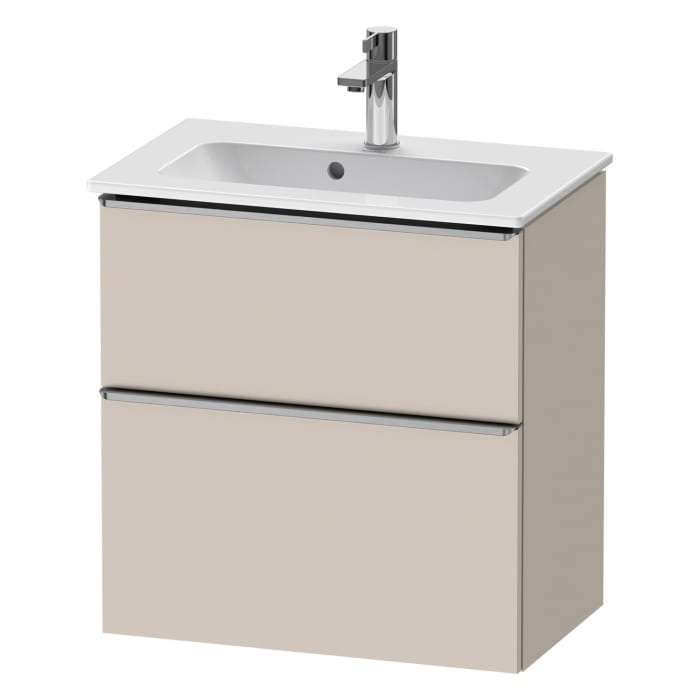 Duravit D-Neo Waschtischunterbau Compact 61 x 62,5 cm, 2 Auszüge, Griff edelstahl gebürstet