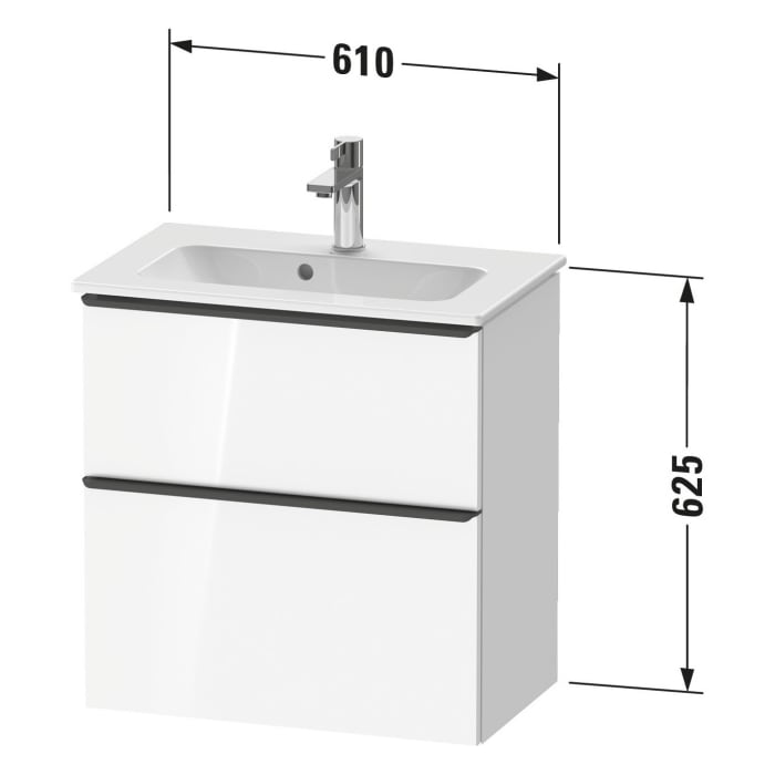 Duravit D-Neo Waschtischunterbau Compact 61 x 62,5 cm, 2 Auszüge, Griff edelstahl gebürstet