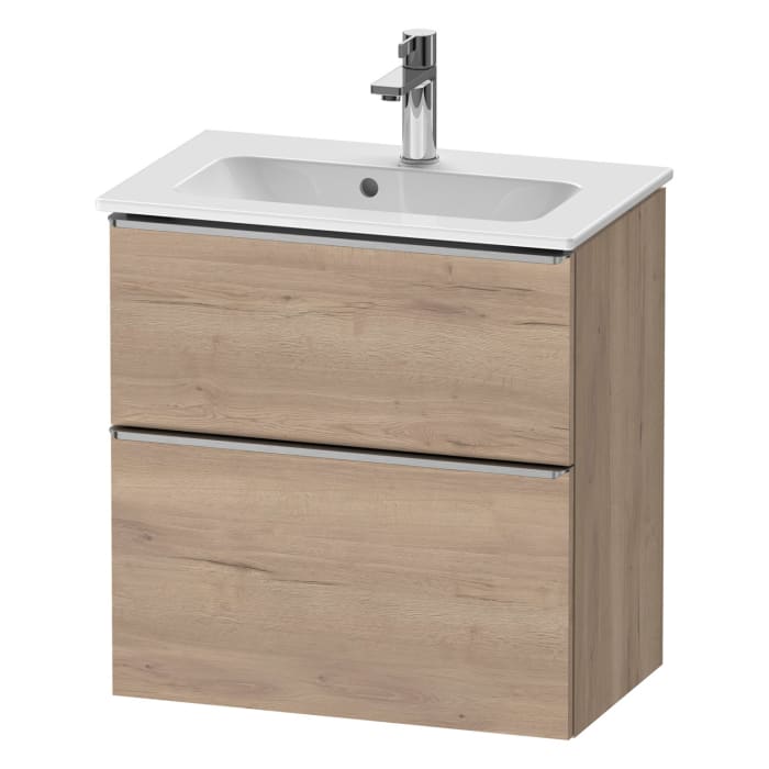 Duravit D-Neo Waschtischunterbau Compact 61 x 62,5 cm, 2 Auszüge, Griff edelstahl gebürstet