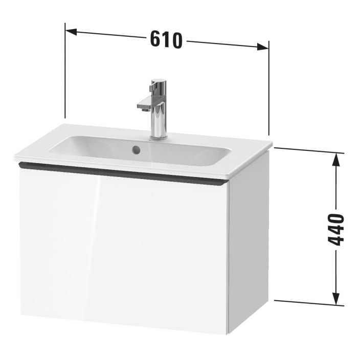Duravit D-Neo Waschtischunterbau Compact 61 x 44 cm, 1 Auszug, Griff bronze gebürstet