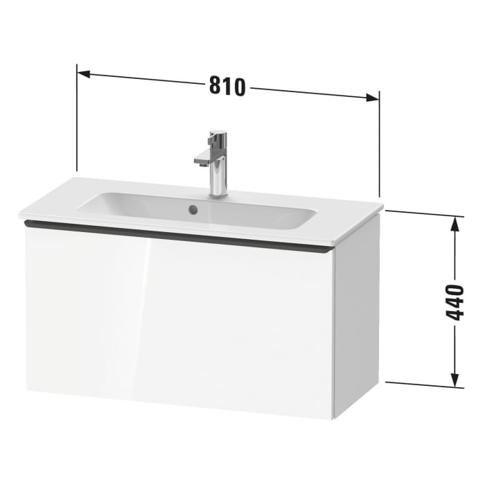 Duravit D-Neo Waschtischunterbau Compact 81 x 44 cm, 1 Auszug, Griff gold poliert