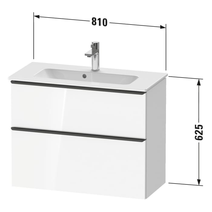 Duravit D-Neo Waschtischunterbau Compact 81 x 62,5 cm, 2 Auszüge, Griff edelstahl gebürstet
