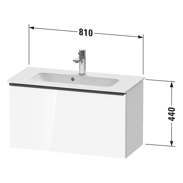 Duravit D-Neo Waschtischunterbau Compact 81 x 44 cm, 1 Auszug, Griff gold poliert
