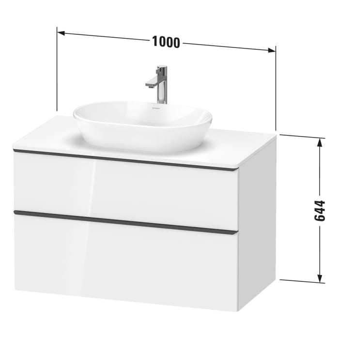 Duravit D-Neo Konsolenwaschtischunterbau 100 x 66,4 cm, 2 Auszüge, Griff gold poliert