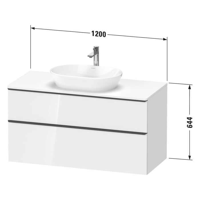 Duravit D-Neo Konsolenwaschtischunterbau 120 x 66,4 cm, 2 Auszüge, Griff diamantschwarz