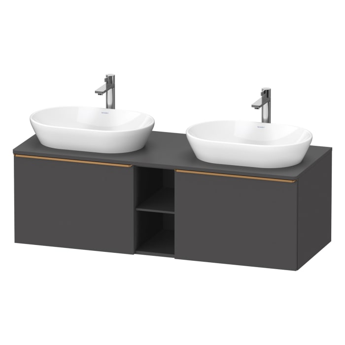 Duravit D-Neo Konsolenwaschtischunterbau für 2 Waschtische 140 x 45,9 cm, 2 Auszüge, Griff bronze gebürstet