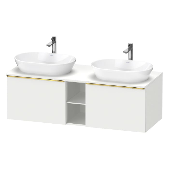 Duravit D-Neo Konsolenwaschtischunterbau für 2 Waschtische 140 x 45,9 cm, 2 Auszüge, Griff gold poliert