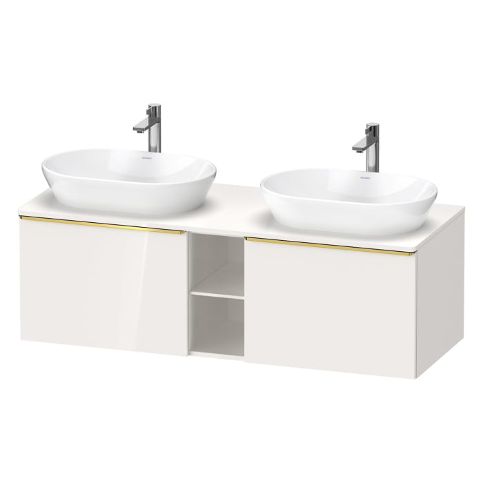 Duravit D-Neo Konsolenwaschtischunterbau für 2 Waschtische 140 x 45,9 cm, 2 Auszüge, Griff gold poliert