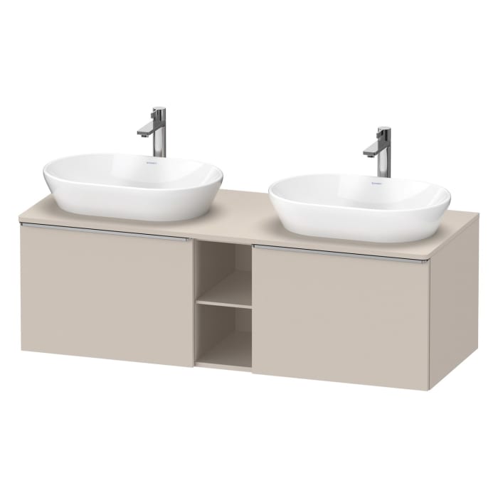 Duravit D-Neo Konsolenwaschtischunterbau für 2 Waschtische 140 x 45,9 cm, 2 Auszüge, Griff edelstahl gebürstet