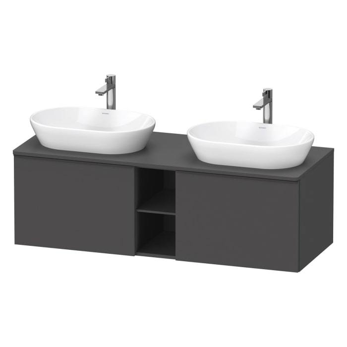 Duravit D-Neo Konsolenwaschtischunterbau für 2 Waschtische 140 x 45,9 cm, 2 Auszüge, Griff diamantschwarz
