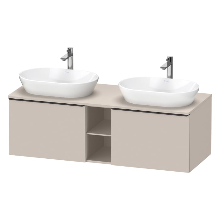 Duravit D-Neo Konsolenwaschtischunterbau für 2 Waschtische 140 x 45,9 cm, 2 Auszüge, Griff diamantschwarz